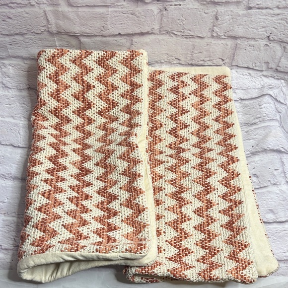 Zigzag Patterned Skirt in Cream and Brown Woven Front and Canvas Back SET Of 2! - Picture 5 of 5